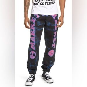 New! Chinatown Market Men's Cali Arc Peace Tie- Dye Sweatpants💙Large NWT!